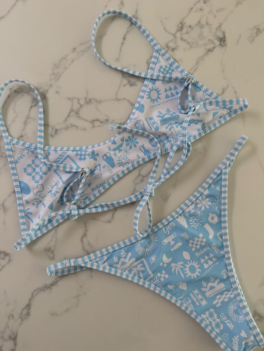 Kulani Kinis Bralette Top & Tanning Thong Bikini SET - Cloud Kisses - Size XS - Picture 4 of 11